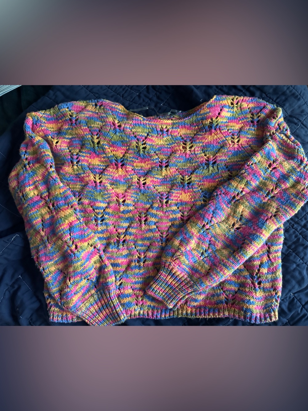 wild fable Multicolor Openwork Knit Scoop-Neck Sweater